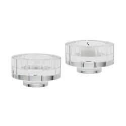 Round Windowpane Crystal Candleholders - Set Of 2