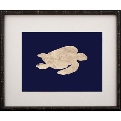 Gold Leaf Turtle - Right Facing on Navy Paper