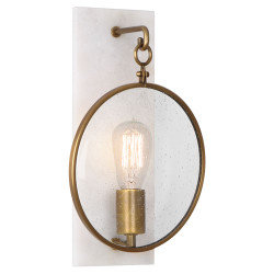 Fineas Wall Sconce - Aged Brass - Alabaster