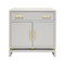 Marcus Matte Gray Lacquer 1 Drawer, 2 Door Nightstand With Gold Leafed Bamboo Hardware And Gold Leaf Detail On Base