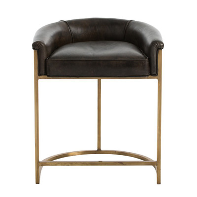 Calvin Counter Stool - Antique Brass and Brindle Leather