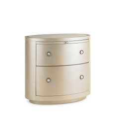 Pearl Drop - Pearl Finish Oval Two Drawer Nightstand