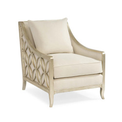 Social Butterfly - Pure Silver Decorative Exposed Wood Armchair