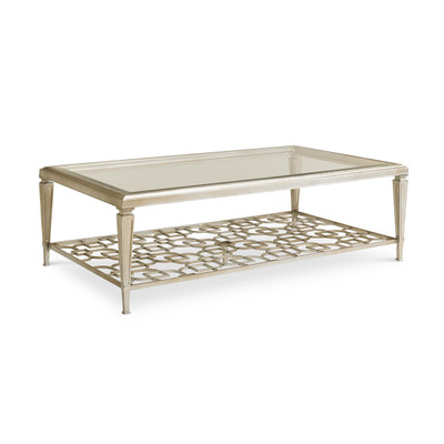 Socialite - Taupe Silver Leaf Coffee Table with Fretwork Shelf