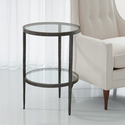 Laforge Two - Tiered Side Table - Iron & Braised Brass