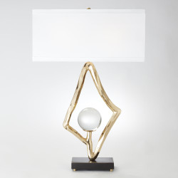 Abstract Lamp w/6" Crystal Sphere - Brass