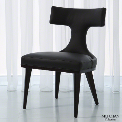 Anvil Back Dining Chair - Black Leather