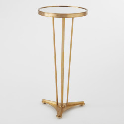 French Moderne Side Table - Antique Brass & Mirror