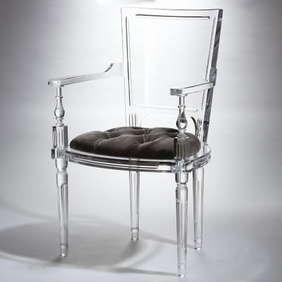 Marilyn Acrylic Arm Chair - Pewter - Grey