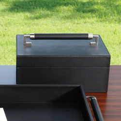 Wrapped Leather Handle Box - Black