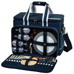 Deluxe Picnic Cooler for Four - Navy image 1