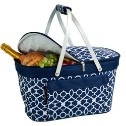 Collapsible Insulated Basket Cooler - Trellis Blue image 1