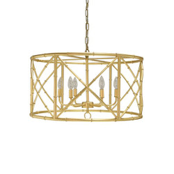 Worlds Away Zia Chandelier - Bamboo/Gold Leaf