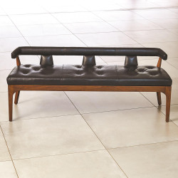 Global Views Moderno Bench - Black Marble Leather
