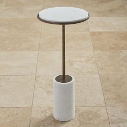 Global Views Short Cored Marble Table - Bronze