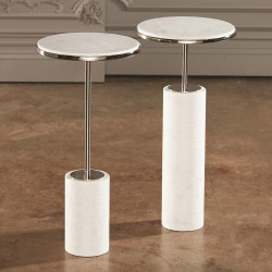 Global Views Tall Cored Marble Table - Nickel