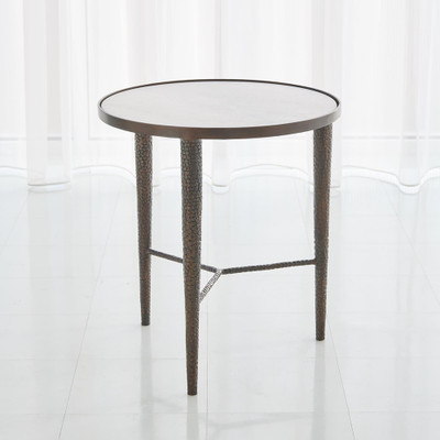 Studio A Hammered End Table - Bronze w/White Marble