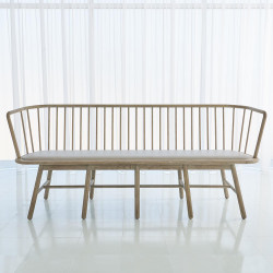 Studio A Spindle Long Bench - Grey Leather