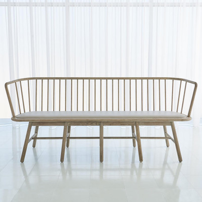 Studio A Spindle Long Bench - Grey Leather
