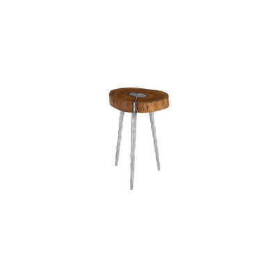Phillips Collection Molten Side Table, SM, Poured Aluminum In Wood