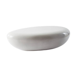 Phillips Collection River Stone Coffee Table, Gel Coat White, LG