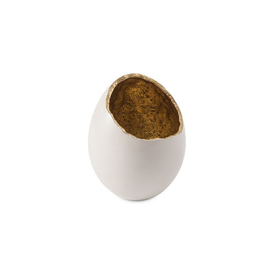 Phillips Collection Broken Egg Vase, White and Gold Leaf