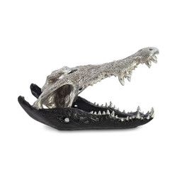 Phillips Collection Crocodile Skull, Black/Silver Leaf