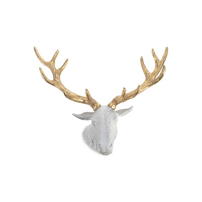 Phillips Collection Stag Deer Head, White, Gold Leaf