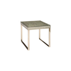 Phillips Collection Driftwood Side Table, Wood, Glass, Stainless Steel Base, Scaff Finish