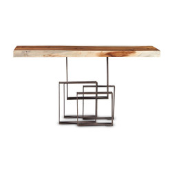Phillips Collection Score Console Table, Chamcha Wood, Iron Base