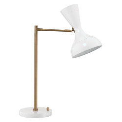 Jamie Young Pisa Swing Arm Table Lamp - White Lacquer & Antique Brass Metal