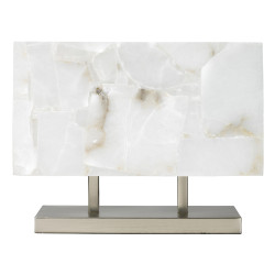 Jamie Young Ghost Horizon Table Lamp - White Alabaster & Antique Silver Metal