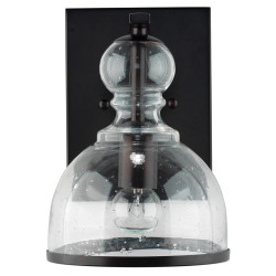 Jamie Young St. Charles Wall Sconce - Small - Oil Rubbed Bronze Metal & Clear Seeded Glass