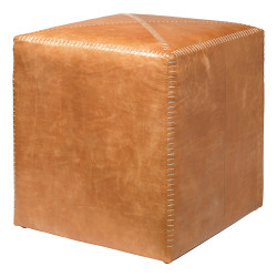 Jamie Young Ottoman - Small - Buff Leather