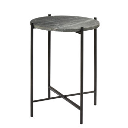Jamie Young Domain Side Table - Black Textured Marble & Black Metal