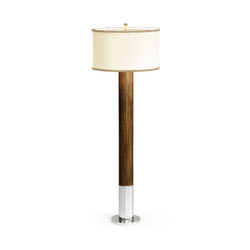 Jonathan Charles Campaign Circular Campaign Style Dark Santos Rosewood & White Stainless Steel Floor Lamp