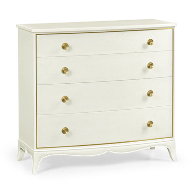 Jonathan Charles Eclectic Ivory Crackle Ceramic Lacquered Chest