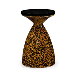 Jonathan Charles Eclectic Round Leopardskin & Black Wine Table