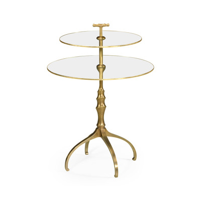 Jonathan Charles Luxe Round Bronze & Glass Side Table