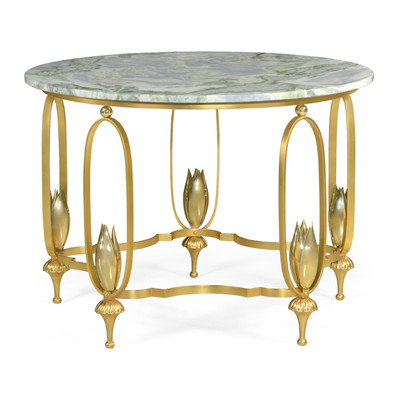 Jonathan Charles Luxe Gilded Centre Table With Green Marble Top