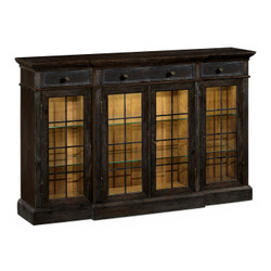 Jonathan Charles Casually Country Four Door China Display Cabinet In Dark Ale