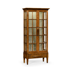 Jonathan Charles Casually Country Tall Country Walnut Plank Glazed Display Cabinet