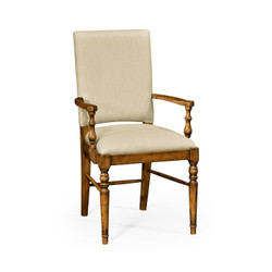 Jonathan Charles Casually Country Country Walnut Armchair, Upholstered In Mazo