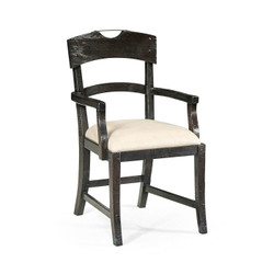 Jonathan Charles Casually Country Planked Dark Ale Dining Armchair, Upholstered In Mazo