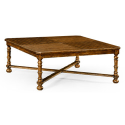 Jonathan Charles Casually Country Country Walnut Large Square Parquet Coffee Table