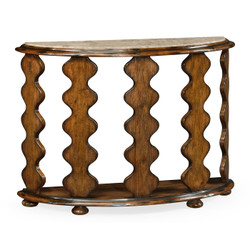 Jonathan Charles Artisan Demilune Console Table In Rustic Walnut