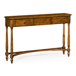 Jonathan Charles Casually Country Country Walnut Three Drawer Large Console Table