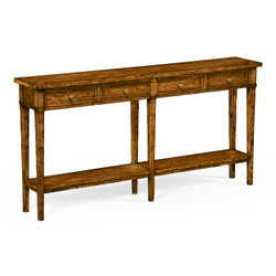 Jonathan Charles Casually Country Country Walnut Four Drawer Console