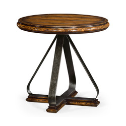 Jonathan Charles Artisan Round Side Table With Iron Base In Rustic Walnut