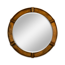 Jonathan Charles Casually Country Country Walnut Round Mirror